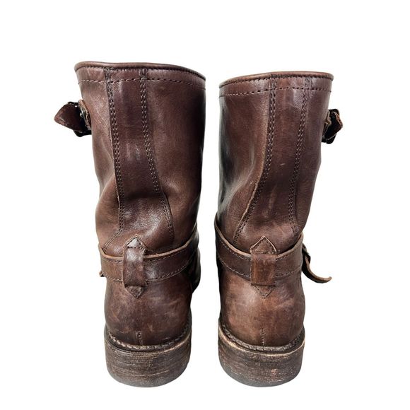 Frye Veronica Short Slouchy Brown Leather Buckle Boot Size 8 - Picture 6 of 10